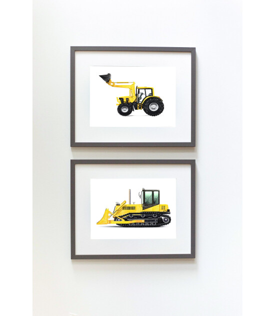 Little Forest Animals Bulldozer (Gri Çerçeve)