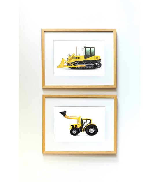 Little Forest Animals Bulldozer (Natural Çerçeve)