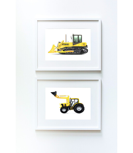 Little Forest Animals Bulldozer (Gri Çerçeve)