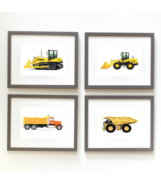 Little Forest Animals Bulldozer (Gri Çerçeve)