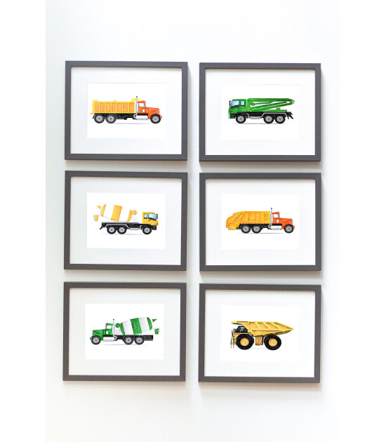 Little Forest Animals Yellow Garbage Truck (Gri Çerçeve)