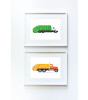 Little Forest Animals Yellow Garbage Truck (Beyaz Çerçeve)