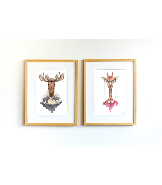 Little Forest Animals Caribou with Sweater (Natural Çerçeve)