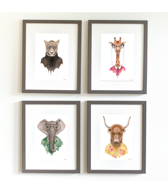 Little Forest Animals Summer Look (Gri Çerçeve)
