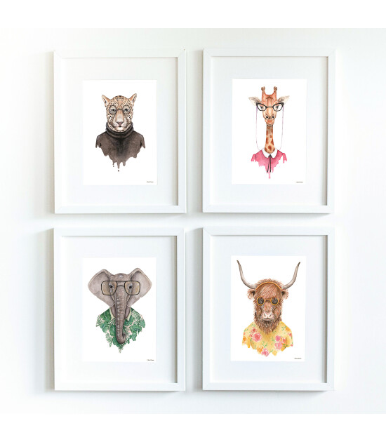 Little Forest Animals Summer Look (Beyaz Çerçeve)