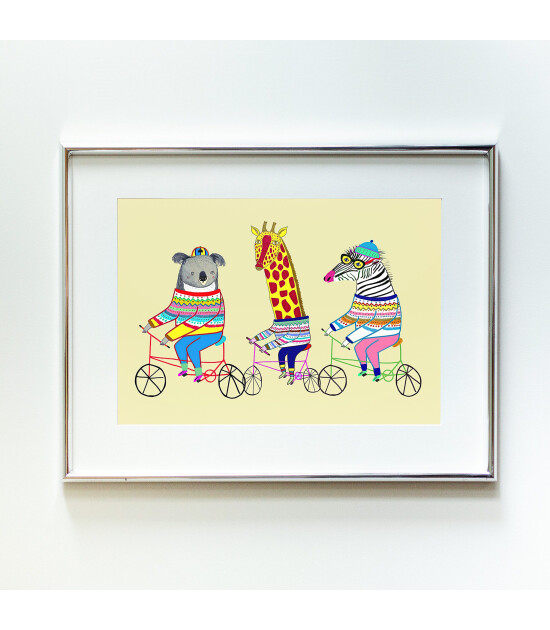 Little Forest Animals Biking Friends (Gümüş Çerçeve + Beyaz)