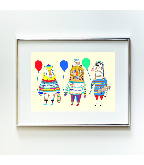 Little Forest Animals Baloon Animals (G&uuml;m&uuml;ş &Ccedil;er&ccedil;eve + Beyaz)