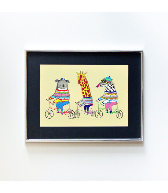 Little Forest Animals Biking Friends (Gümüş Çerçeve + Siyah)