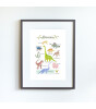 Little Forest Animals Dinosaur Family (Gri Çerçeve)