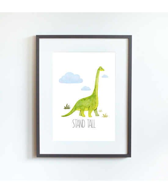 Little Forest Animals Stand Tall Dinosaur (Gri Çerçeve)
