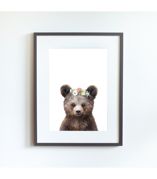 Little Forest Animals Paul with Flower (Gri Çerçeve)