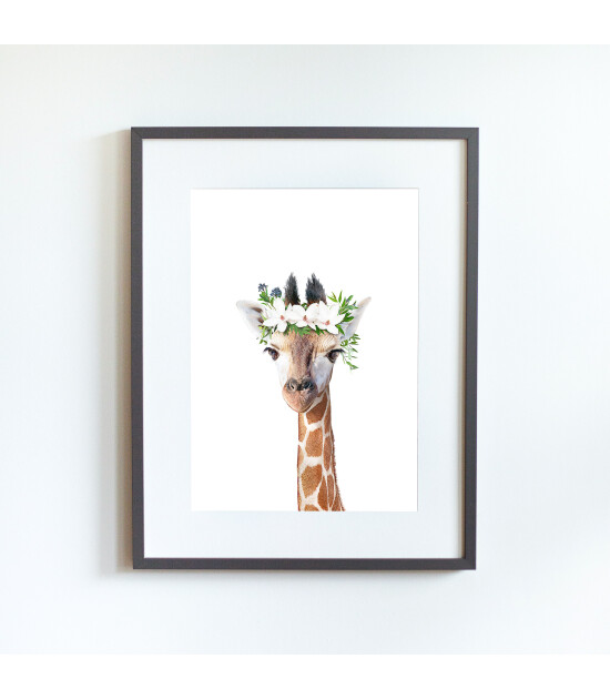Little Forest Animals Gloria with Flower (Gri Çerçeve)