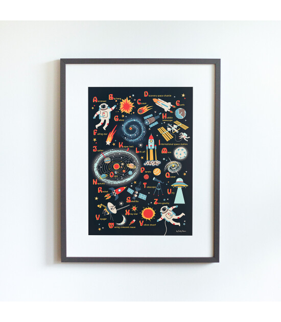 Little Forest Animals Space Alphabet (Gri Çerçeve)