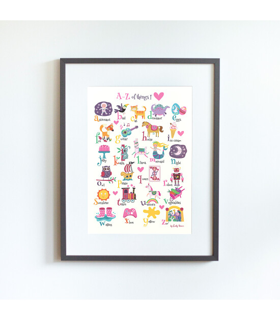 Little Forest Animals A-Z of Things I Love (Gri Çerçeve)
