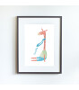Little Forest Animals Cute Giraffe (Gri Çerçeve)