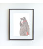 Little Forest Animals Fat Bear Tod (Gri Çerçeve)