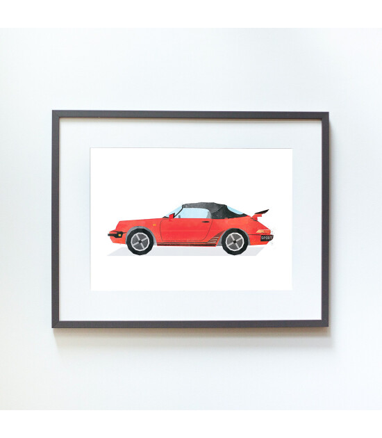 Little Forest Animals Red Porsche 911 (Gri Çerçeve)