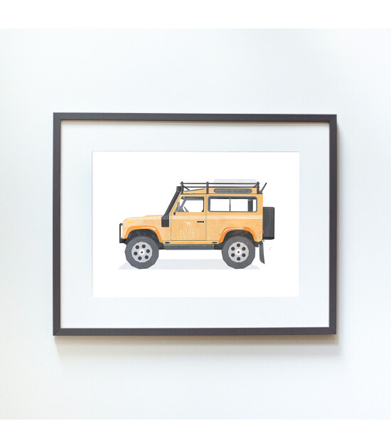 Little Forest Animals Orange Land Rover Defender (Gri Çerçeve)