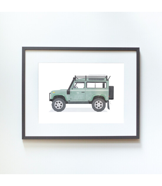 Little Forest Animals Green Land Rover Defender (Gri Çerçeve)