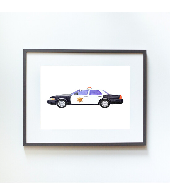 Little Forest Animals Police Car (Gri Çerçeve)