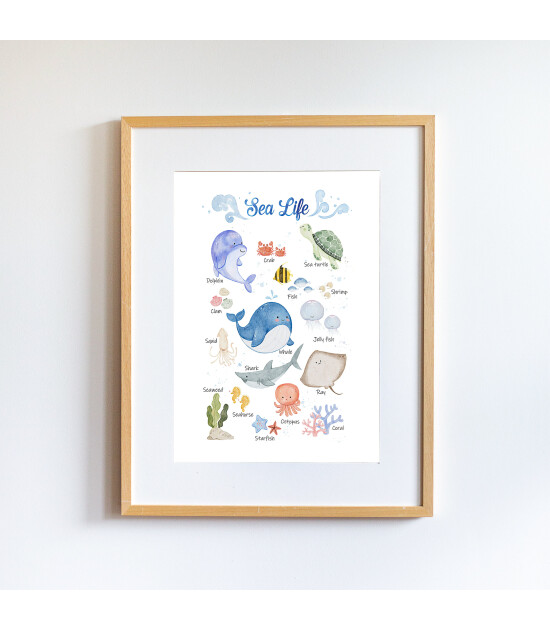 Little Forest Animals Under Sea Life Friends (Natural Çerçeve)
