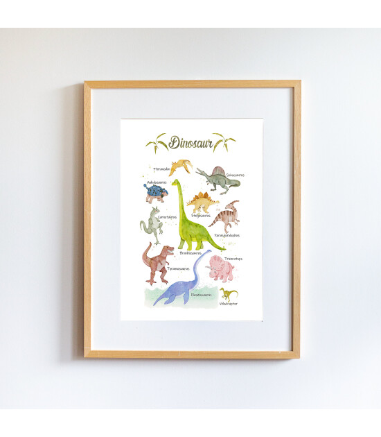 Little Forest Animals Dinosaur Family (Natural Çerçeve)
