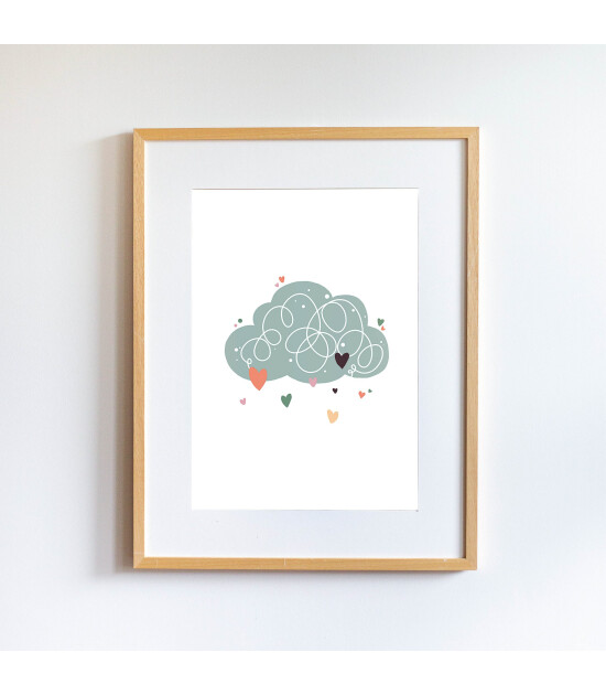 Little Forest Animals Heart Cloud (Natural Çerçeve)