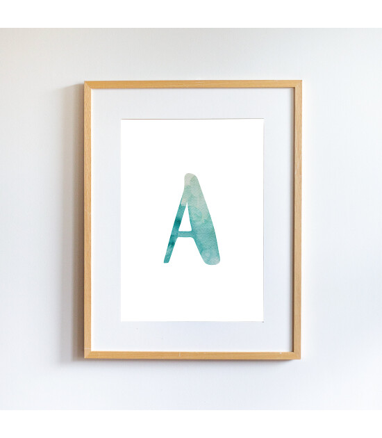 Little Forest Animals Turquois Letters (Natural Çerçeve)