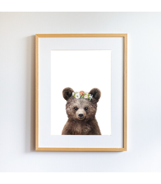 Little Forest Animals Paul with Flower (Beyaz Çerçeve)