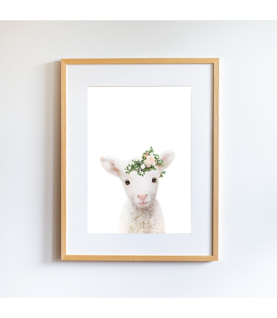 Little Forest Animals Woolly with Flower (Natural Çerçeve)