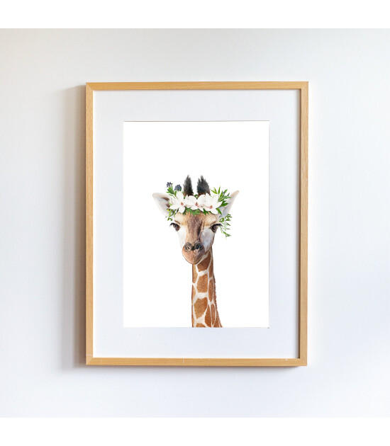 Little Forest Animals Gloria with Flower (Natural Çerçeve)