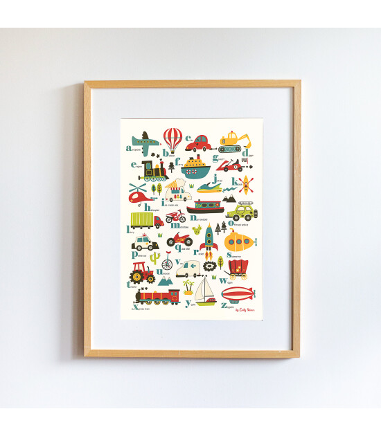 Little Forest Animals Vehicles Alphabet (Natural Çerçeve)