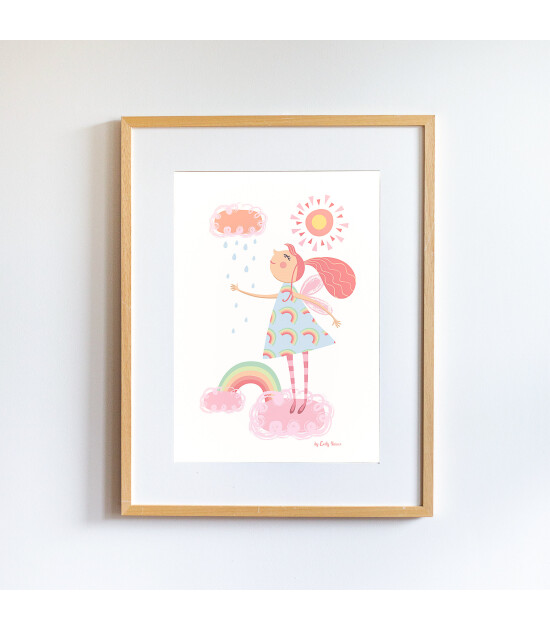 Little Forest Animals Rainbow Fairy (Natural Çerçeve)