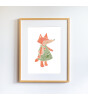 Little Forest Animals Fox with Dress (Natural Çerçeve)