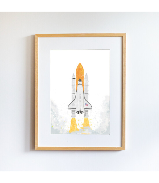 Little Forest Animals NASA Space Rocket (Natural Çerçeve)