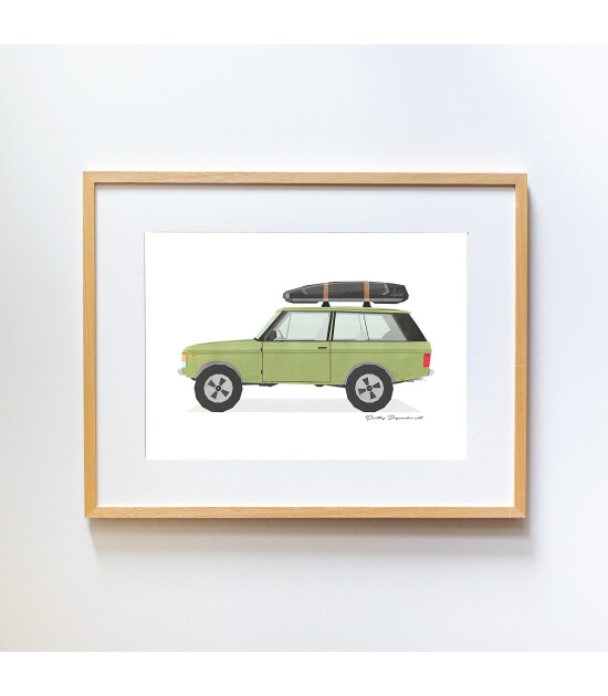 Little Forest Animals Green Range Rover (Natural Çerçeve)
