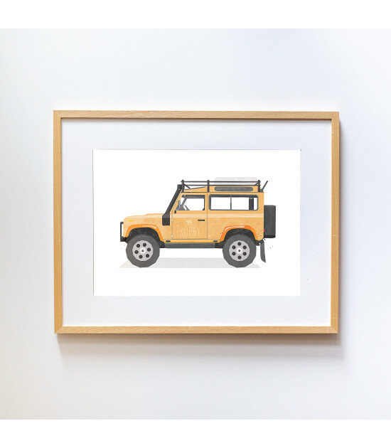 Little Forest Animals Orange Land Rover Defender (Natural Çerçeve)