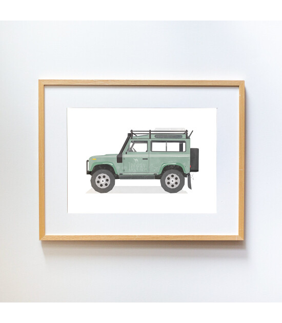 Little Forest Animals Green Land Rover Defender (Natural Çerçeve)