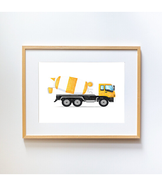 Little Forest Animals Yellow Cement Mixer Truck (Natural Çerçeve)