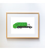 Little Forest Animals Green Garbage Truck (Natural Çerçeve)