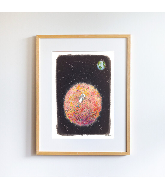 Little Forest Animals Pink Planet (Natural Çerçeve)
