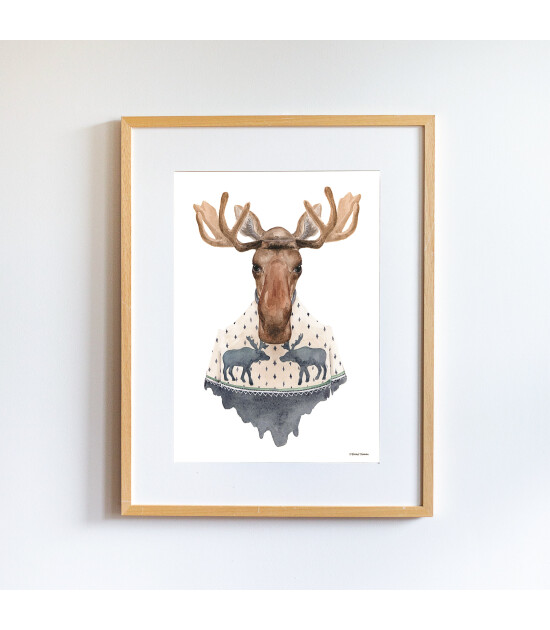 Little Forest Animals Caribou with Sweater (Natural Çerçeve)