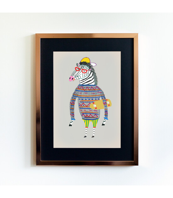 Little Forest Animals Zebra Skater (Rose Çerçeve + Siyah)