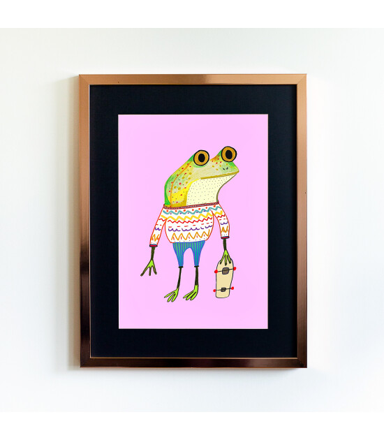 Little Forest Animals Frog Skater (Rose Çerçeve + Siyah)