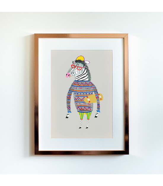 Little Forest Animals Zebra Skater (Rose Çerçeve + Beyaz)