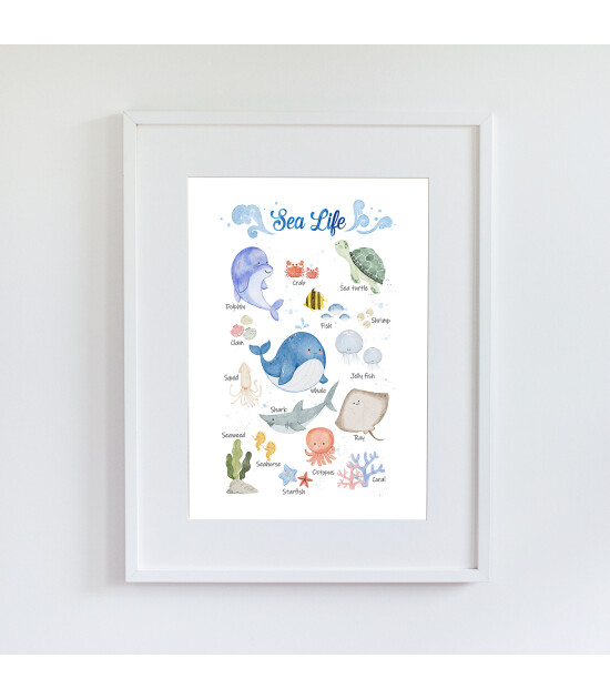 Little Forest Animals Under Sea Life Friends (Beyaz Çerçeve)