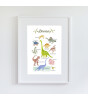 Little Forest Animals Dinosaur Family (Beyaz Çerçeve)