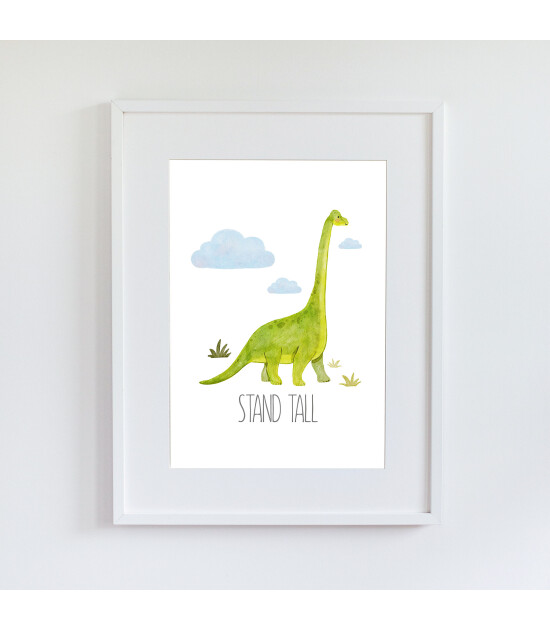 Little Forest Animals Stand Tall Dinosaur (Beyaz Çerçeve)