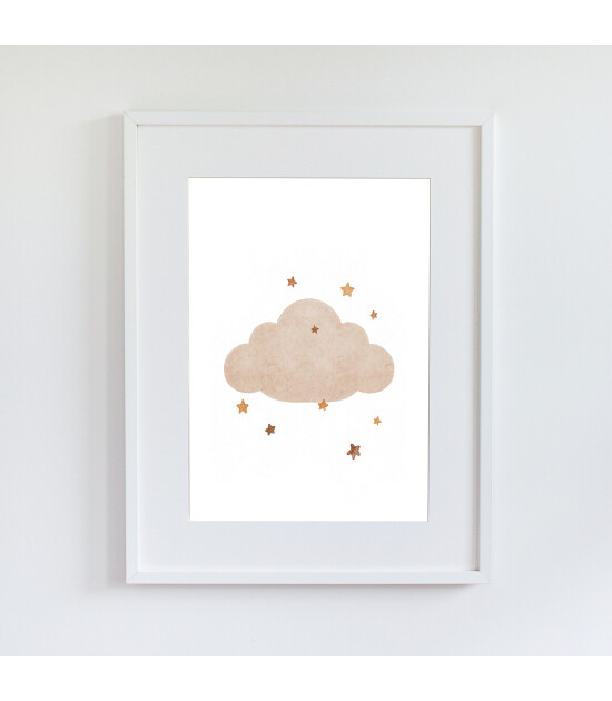 Little Forest Animals Cloud with Stars (Beyaz Çerçeve)