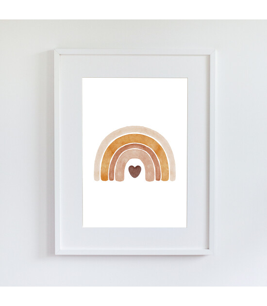 Little Forest Animals Heart Rainbow (Beyaz &Ccedil;er&ccedil;eve)